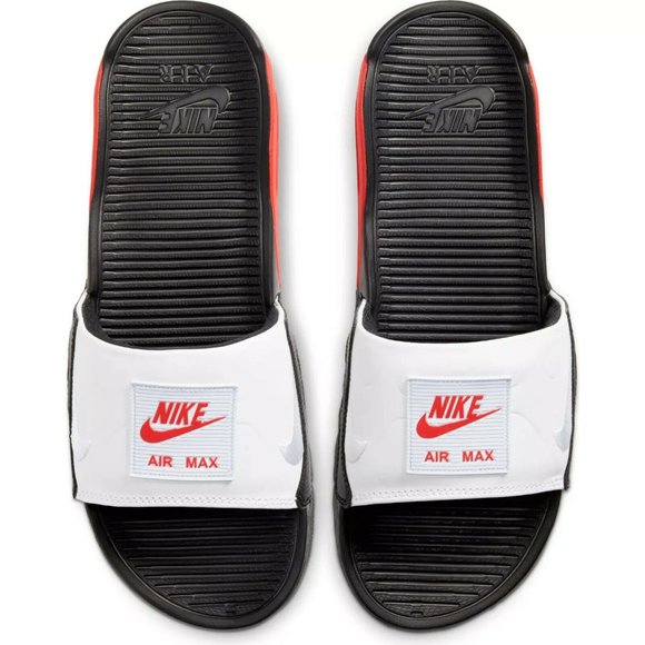 Nike Shoes | Nike Air Max 9 Slide Black Chile Red White Mens Sandals Size 6  | Poshmark